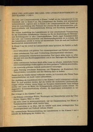 Ziele und Aufgaben des Lese- und Literaturunterrichts in den Klassen 5 und 6