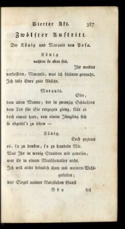 Zwölfter Auftritt. Der König und Marquis von Posa
