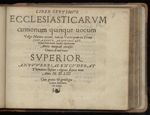 Liber septimus ecclesiasticarum cantionum quinque vocum ... Superius