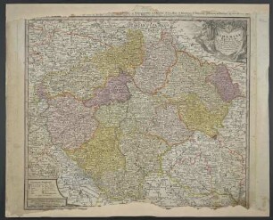 Bohemiae Regnum in XII Circulos divisum : cum Com. Glac. et Distr. Egerano ceterisque circumiacentibus terris ; Cum Privil. S. C. M.