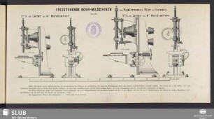 Freistehende Bohrmaschinen. No. 3 für Löcher bis 6" Durchmesser. No. 4. für Löcher bis 8" Durchmesser : 1/20 n. Gr.