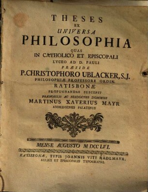 Theses Ex Universa Philosophia
