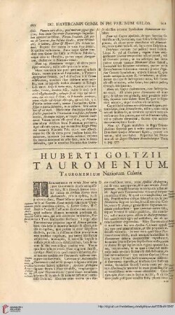 Huberti Goltzii Tauromenium