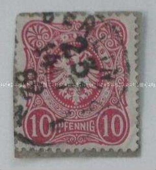 Briefmarke: Deutsche Reichspost 10 Pfennig, Ortsstempel: Berlin 14. 7. 1882
