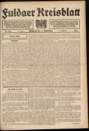 Erste Ausgabe vom Mittwoch, den 06. September 1911.