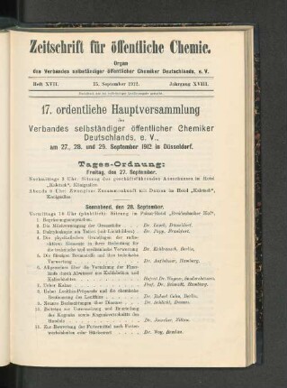 Heft XVII. 15. September 1912. Jahrgang XVIII.