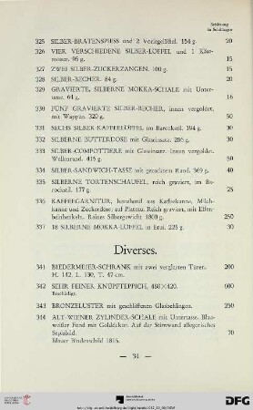 Diverses (Nr. 341-462)