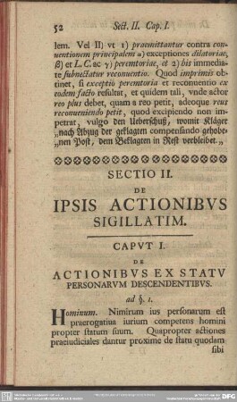 Sectio II. De Ipsis Actionibus Sigillatim