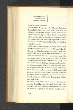 Briefentwurf zum Agendenstreit Wandsbeck, den 24. Mai 1798