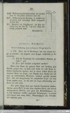Zehnter Abschnitt. Untersuchung neu erbauter Orgelwerke