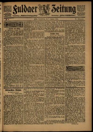 Zweite Ausgabe vom Donnerstag, den 07. Januar 1904.