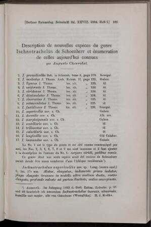 Description de nouvelles especes du genre Ischnotrachelus de Schoenherr et enumeration de Celles aujourd'hui connues