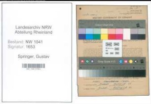 Entnazifizierung Gustav Springer , geb. 03.12.1902 (Angestellter)