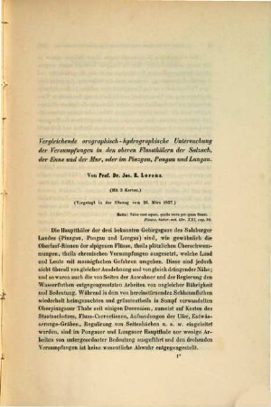 Vergleichende orographisch-hydrographische Untersuchung der Versumpfungen in den oberen Flussthälern der Salzach, der Enns und der Mur, oder im Pinzgau, Pongau und Lungau