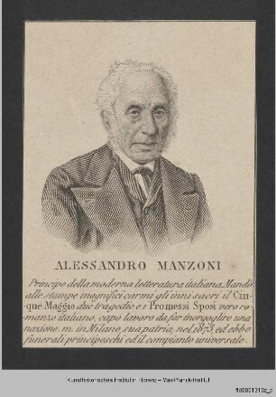Folge von Bildnissen : Männerbildnisse, Gelehrte, Schriftsteller und Geistliche : Bildnis des Alessandro Manzoni