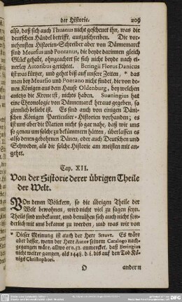 Cap. XII. Von der Historie derer übrigen Theile der Welt