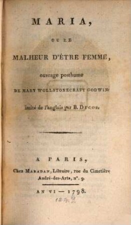 Maria ou le malheur d'être femme