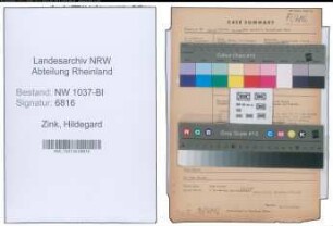 Entnazifizierung Hildegard Zink , geb. 26.04.1902 (Postsekretaerin)
