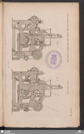 Plate VII. Transverse section taken near the middle of the loom - End elevation