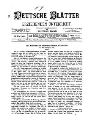 Das Problem im naturkundlichen Unterricht : (Schluß)