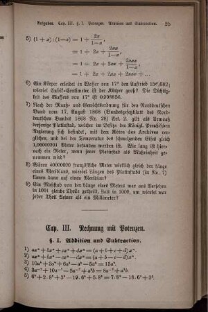 Capitel III. Rechnung mit Potenzen.