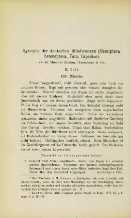 Synopsis der deutschen Blindwanzen (Hemiptera heteroptera, Fam. Capsidae). II. Teil