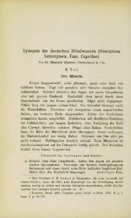 Synopsis der deutschen Blindwanzen (Hemiptera heteroptera, Fam. Capsidae). II. Teil