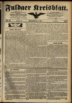 Erste Ausgabe vom Samstag, den 04. Juni 1910.