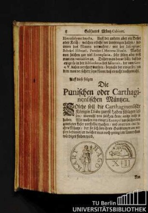 Die Punischen oder Carthaginensischen Müntzen.