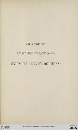 Chapitre VII: L'art homérique (fin) : L'union du réel et de l'idéal