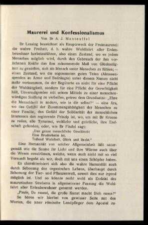 Maurerei und Konfessionalismus