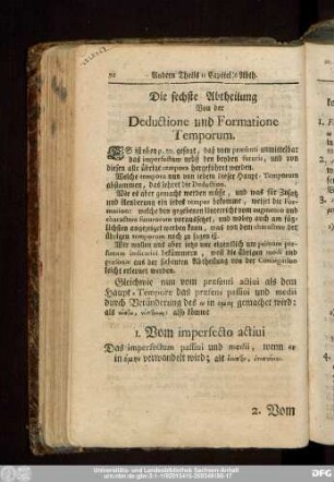 Die sechste Abtheilung Von der Deductione und Formatione Temporum.