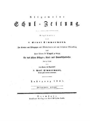 Titelblatt für Februar 1843 [Heft 19 - 34]