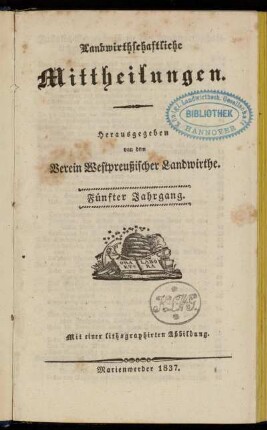 5: Landwirthschaftliche Mittheilungen : Organ d. Hauptvereins Westpreußischer Landwirthe
