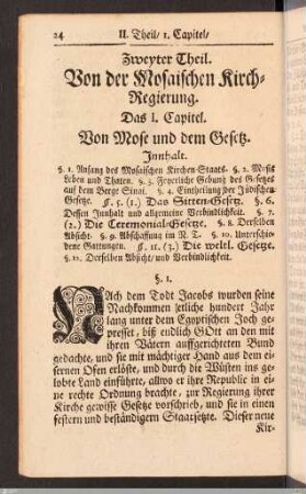 Zweyter Theil. Von der Mosaischen Kirch-Regierung.