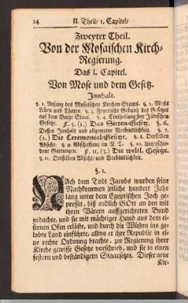 Zweyter Theil. Von der Mosaischen Kirch-Regierung.