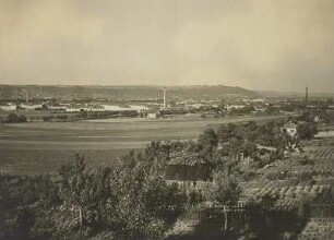 Dresden-Reick. Blick von Dresden-Leubnitz über die Elbaue zum Borsberg