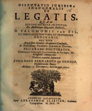 Disp. iur. inaug. de legatis