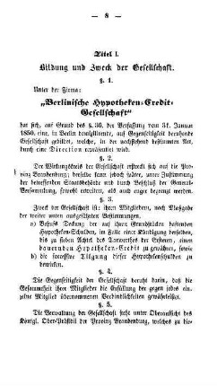 Titel I. Bildung und Zweck der Gesellschaft
