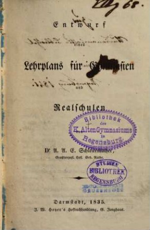 Entwurf eines Lehrplans für Gymnasien und Realschulen