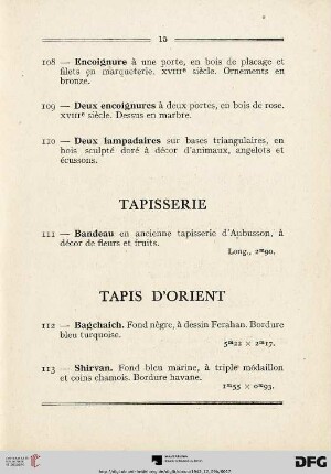 Tapis d'orient (Nr. 112-158)