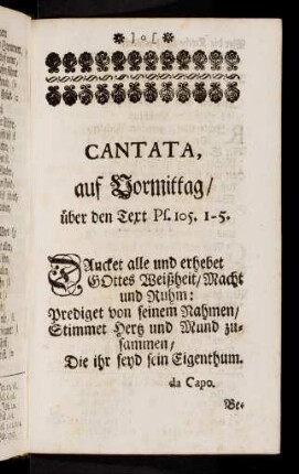 VII. Zwey Cantaten