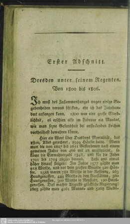 Erster Abschnitt. Dresden unter seinem Regenten : Von 1800 bis 1806