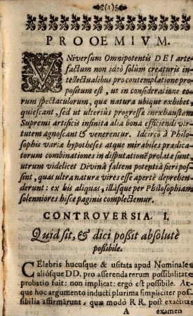Disp. III. de absoluta rerum possibilitate