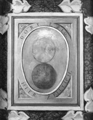 Türfeld: Dort ewig, Hier zeitlich : Türfeld: Dort ewig, Hier zeitlich. Öl? auf Holz (wohl 1630/1684; C. Schiebling und C. Wiebel zugeschrieben). Radebeul, Hoflößnitz, Berg- und Lusthaus, Berg- und Lusthaus, Wohnraum des Kurfürsten