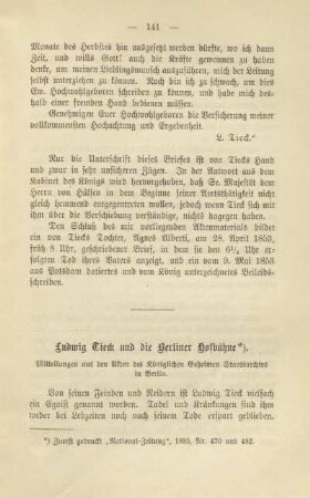 Ludwig Tieck und die Berliner Hofbühne