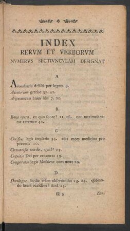 Index Rerum Et Verborum Numerus Sectiunculam Designat