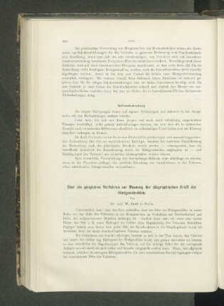 Über ein gangbares Verfahren zur Messung der diagraphischen Kraft der Röntgenstrahlen.