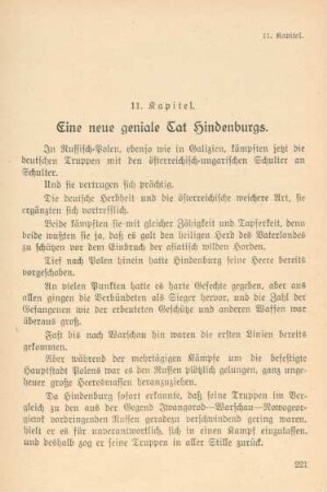 11. Kapitel. Eine neue geniale Tat Hindenburgs