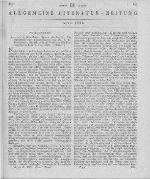 Bachmann, C. F.: System der Logik. Ein Handbuch zum Selbststudium. Leipzig: Brockhaus 1828